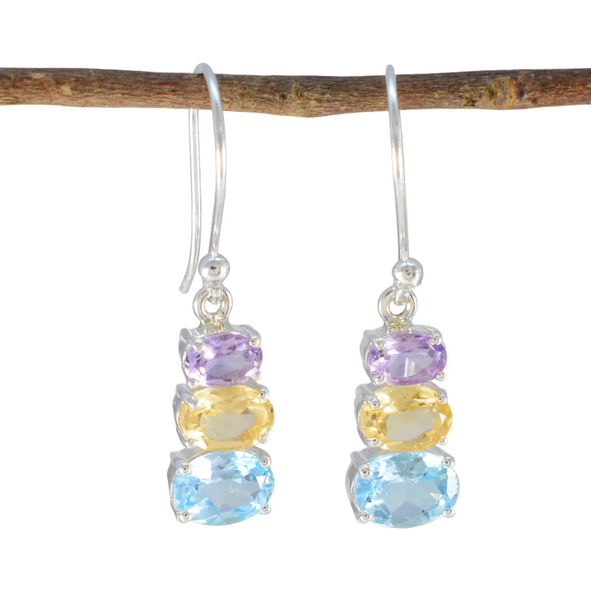 Multi Egyptian Zoey multiple Dangle multicolor Sterling Silver Earring