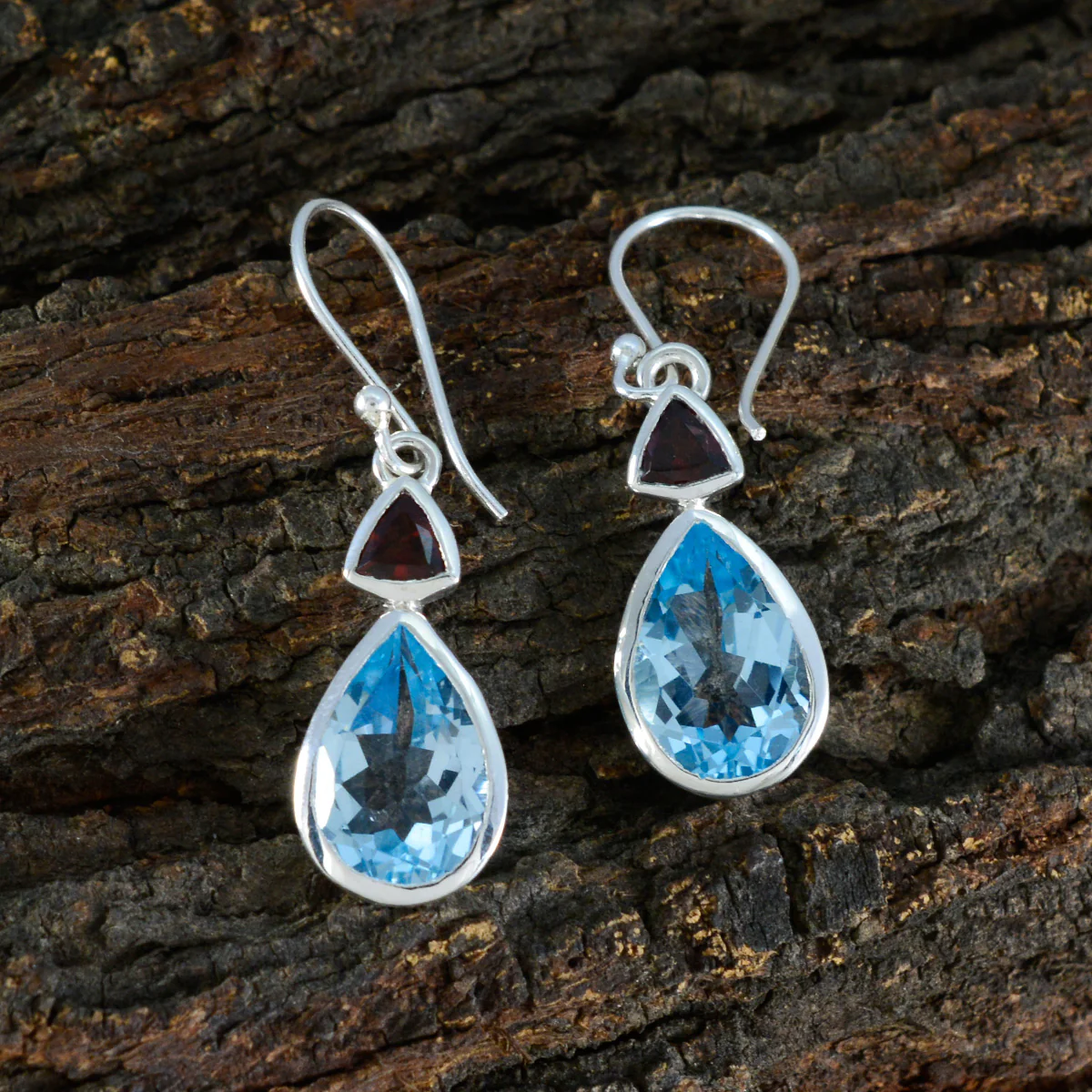 Multi French Bianca Toi et Moi Dangle multicolor 925 Silver Earring - Image 3