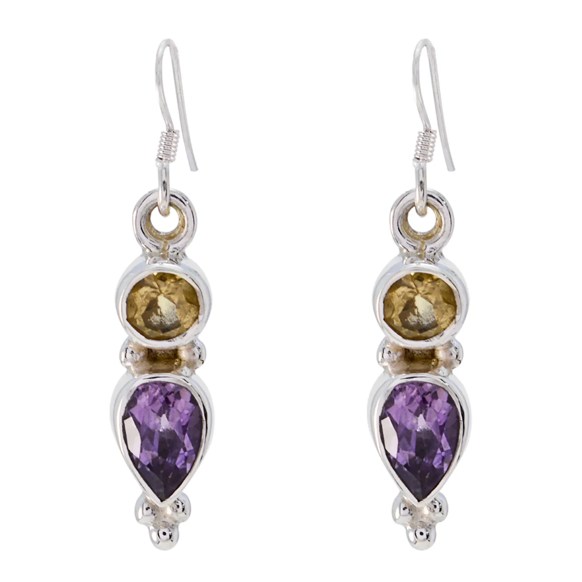 Multi French Josephine multiple Dangle multicolor 925 Sterling Silver Earring
