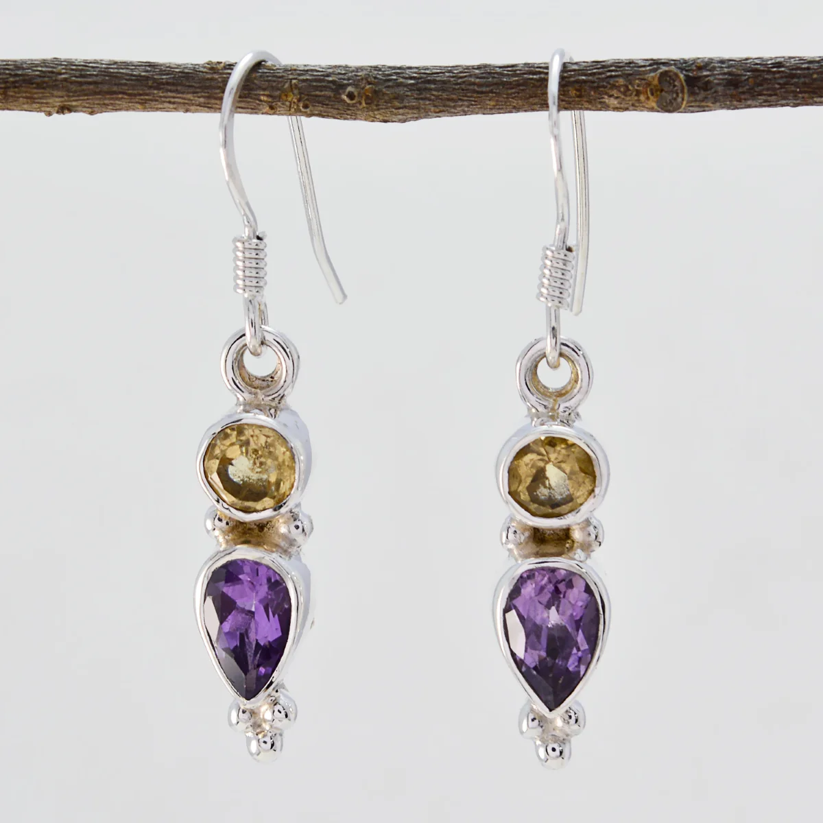Multi French Josephine multiple Dangle multicolor 925 Sterling Silver Earring - Image 2