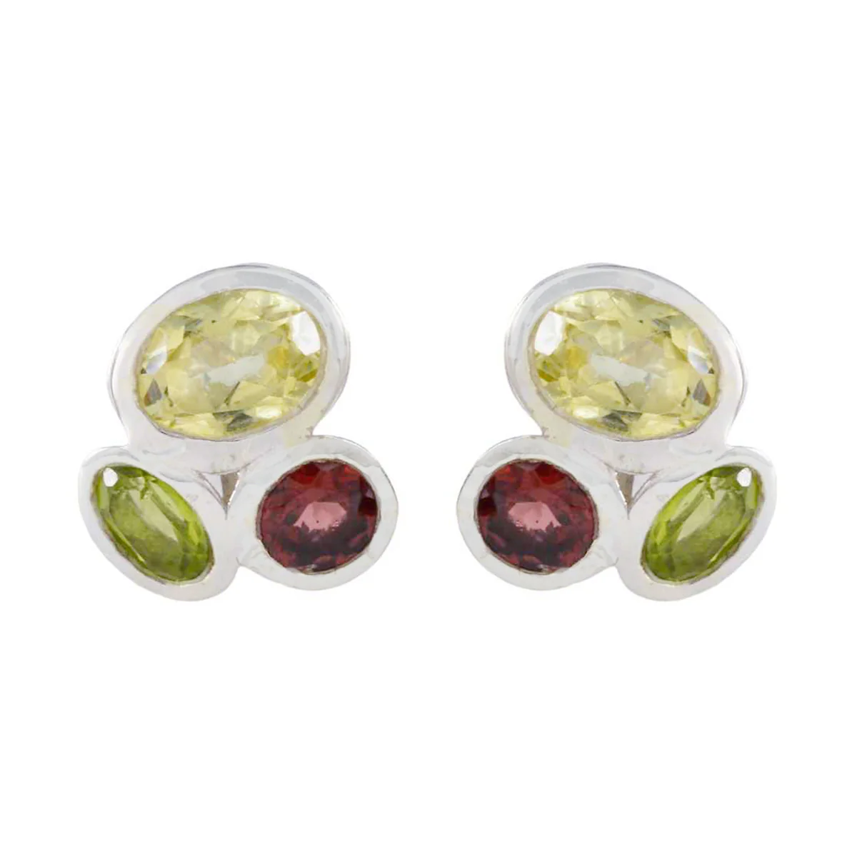 Multi French Maya multiple Stud multicolor 92.5 Silver Earring