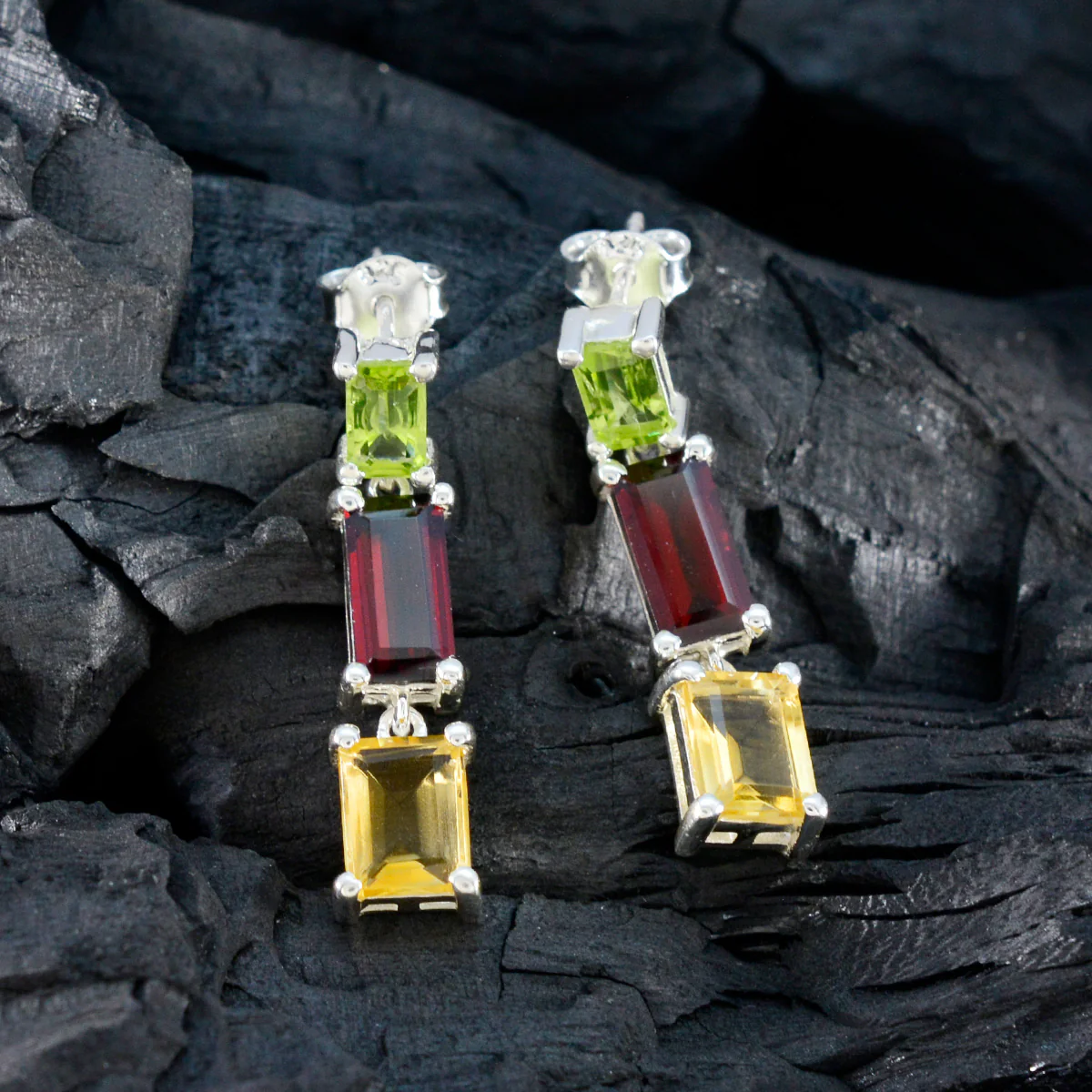 Multi French Nella multiple Stud multicolor Sterling Silver Earring - Image 4