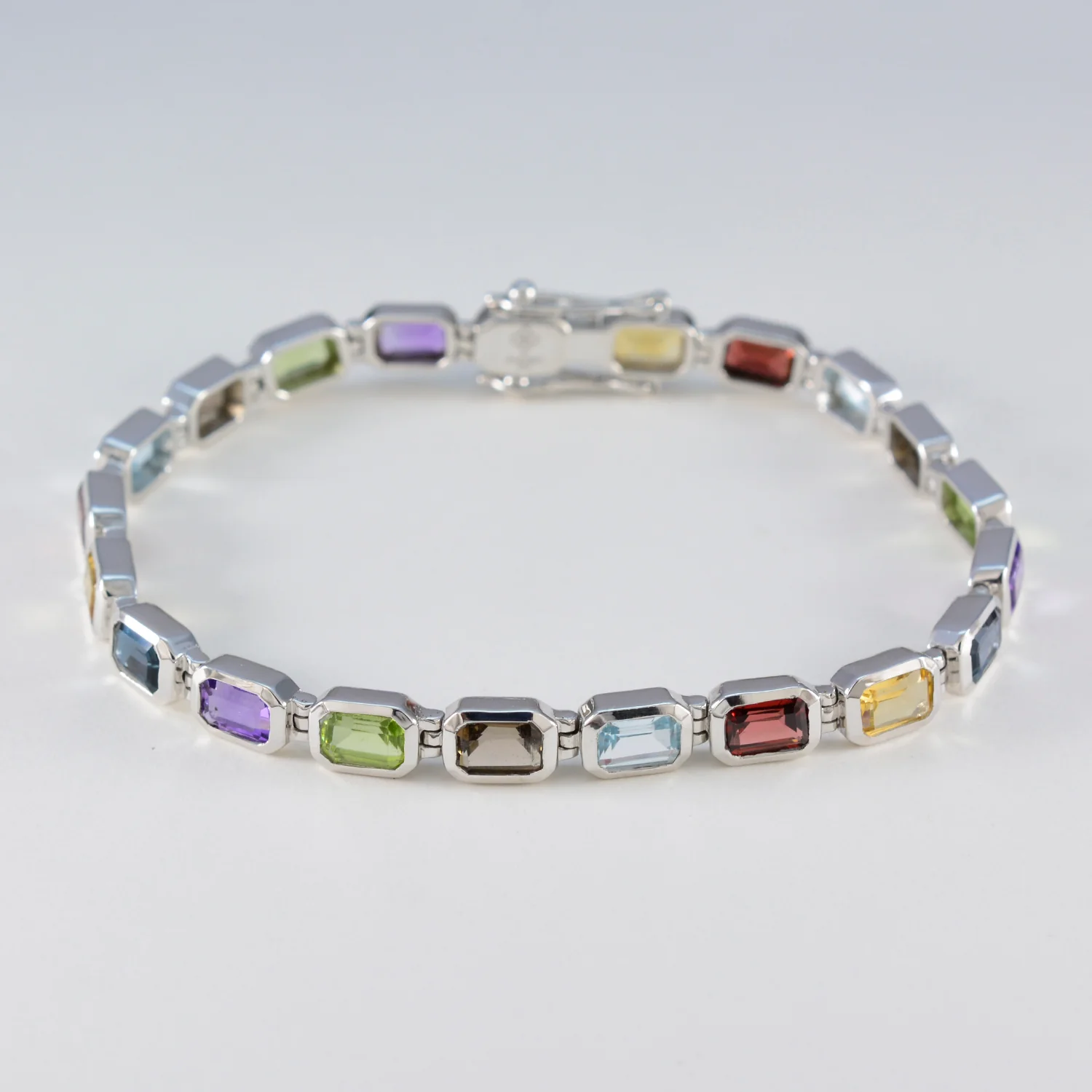 Multi Gemstone Random Act of Kindness Day Minimal multicolor Sterling Silver Tennis Bracelet - Image 2