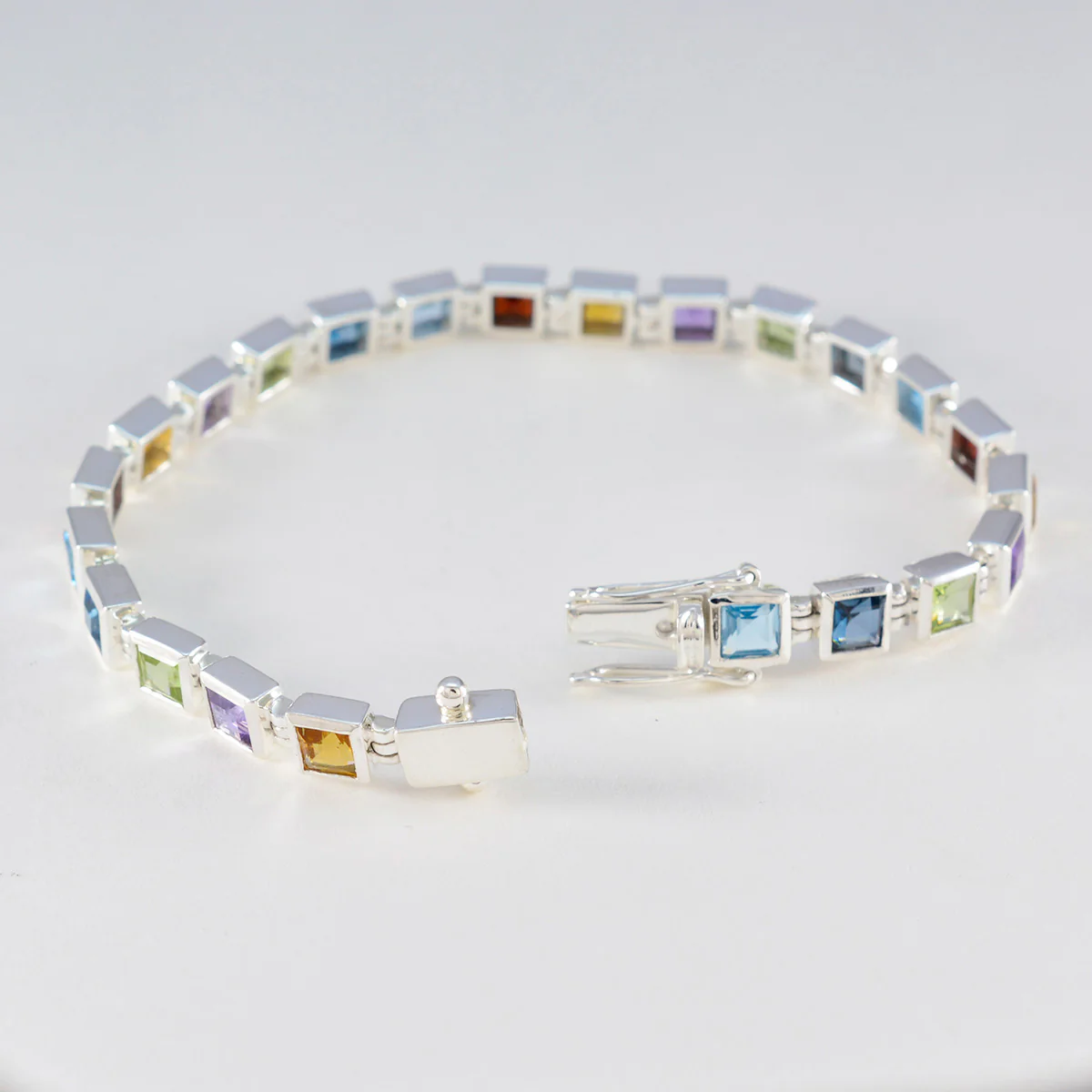 Multi Gemstone Remembrance Day Classic multicolor 925 Silver Tennis Bracelet - Image 3