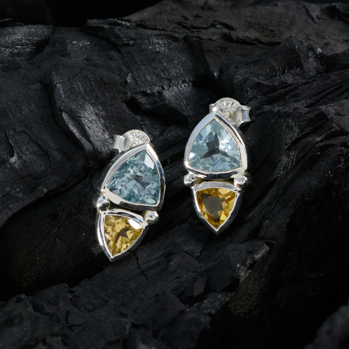 Multi German Abigail Toi et Moi Stud multicolor Sterling Silver Earring - Image 2