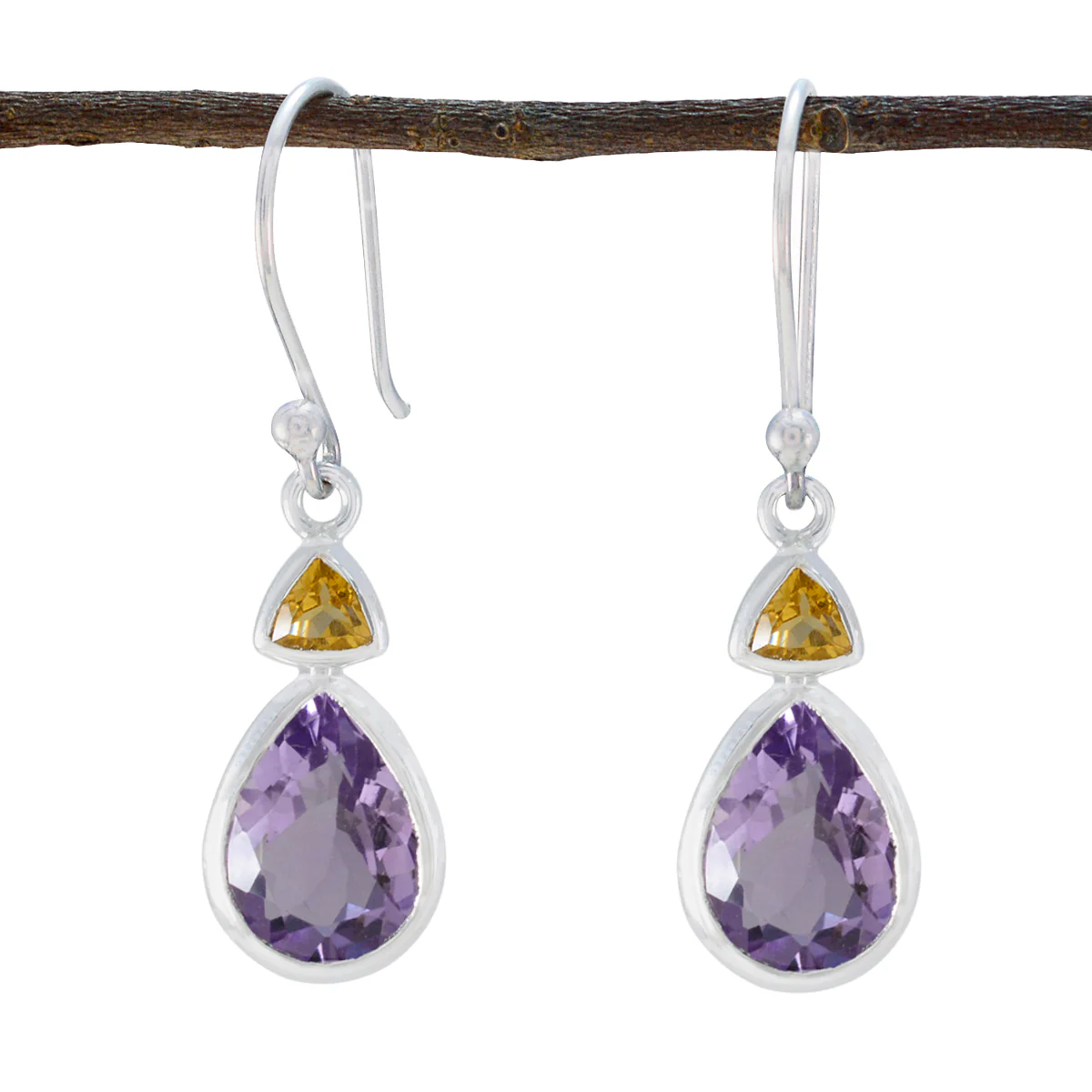 Multi German Bruna Toi et Moi Dangle multicolor 92.5 Silver Earring
