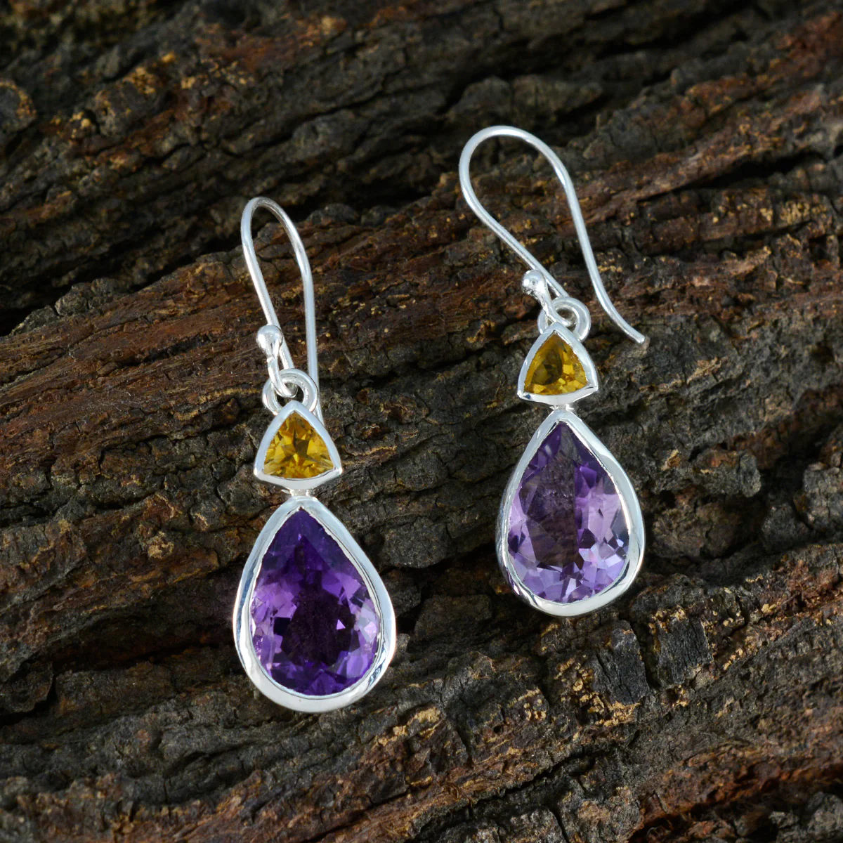 Multi German Bruna Toi et Moi Dangle multicolor 92.5 Silver Earring - Image 3