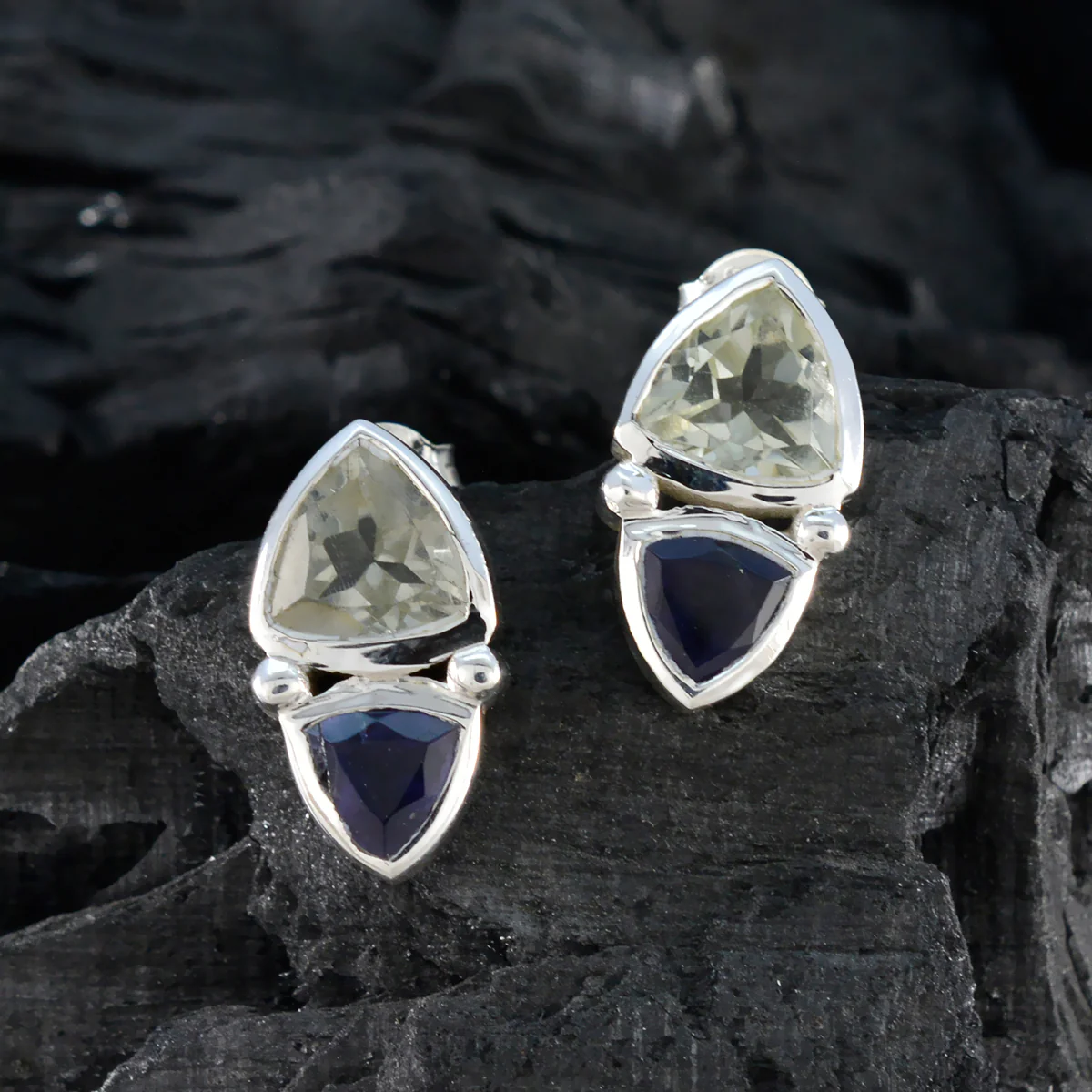 Multi German Camilla Toi et Moi Stud multicolor 925 Silver Earring - Image 2