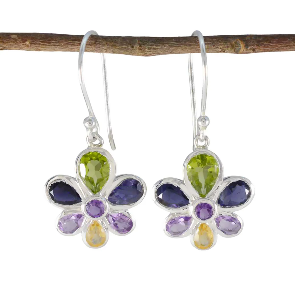 Multi German Joaquina multiple Dangle multicolor 925 Sterling Silver Earring