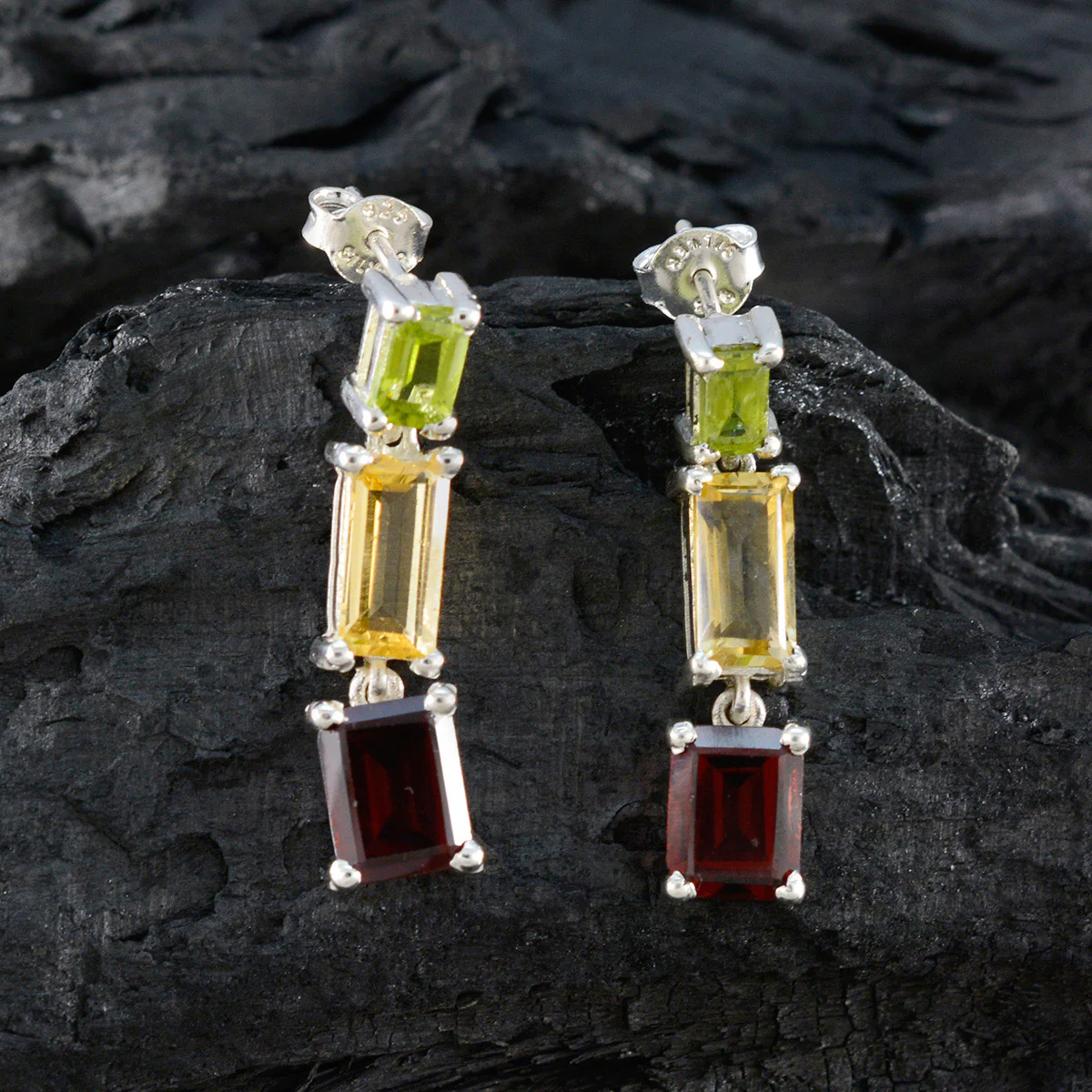 Multi German Sara Trilogy Stud multicolor 925 Silver Earring - Image 2