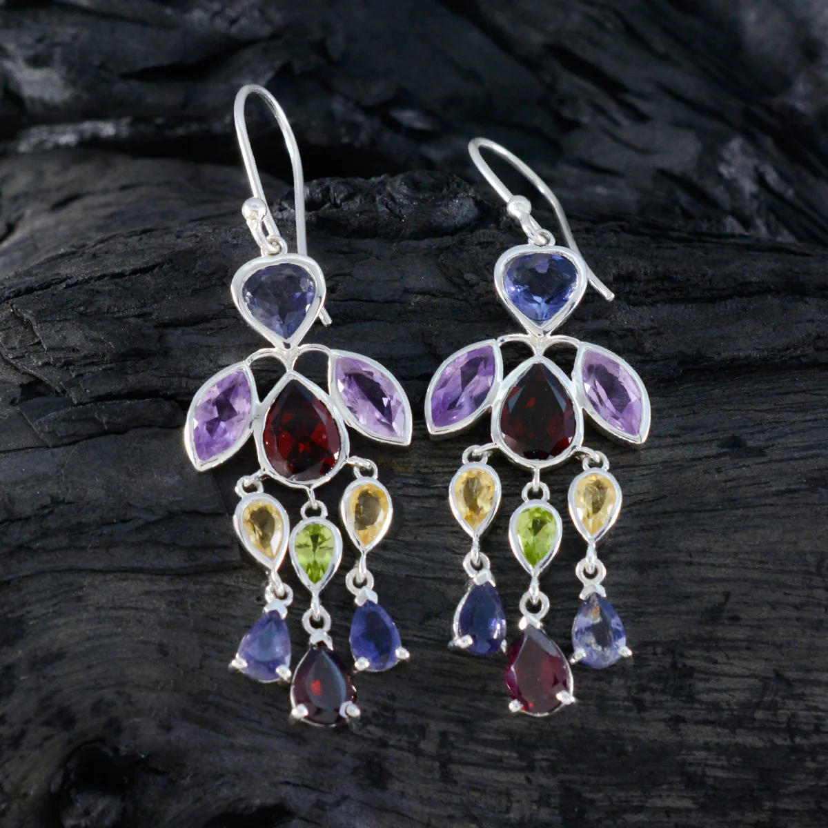 Multi German Seo-yeon multiple Dangle multicolor 925 Silver Earring - Image 2