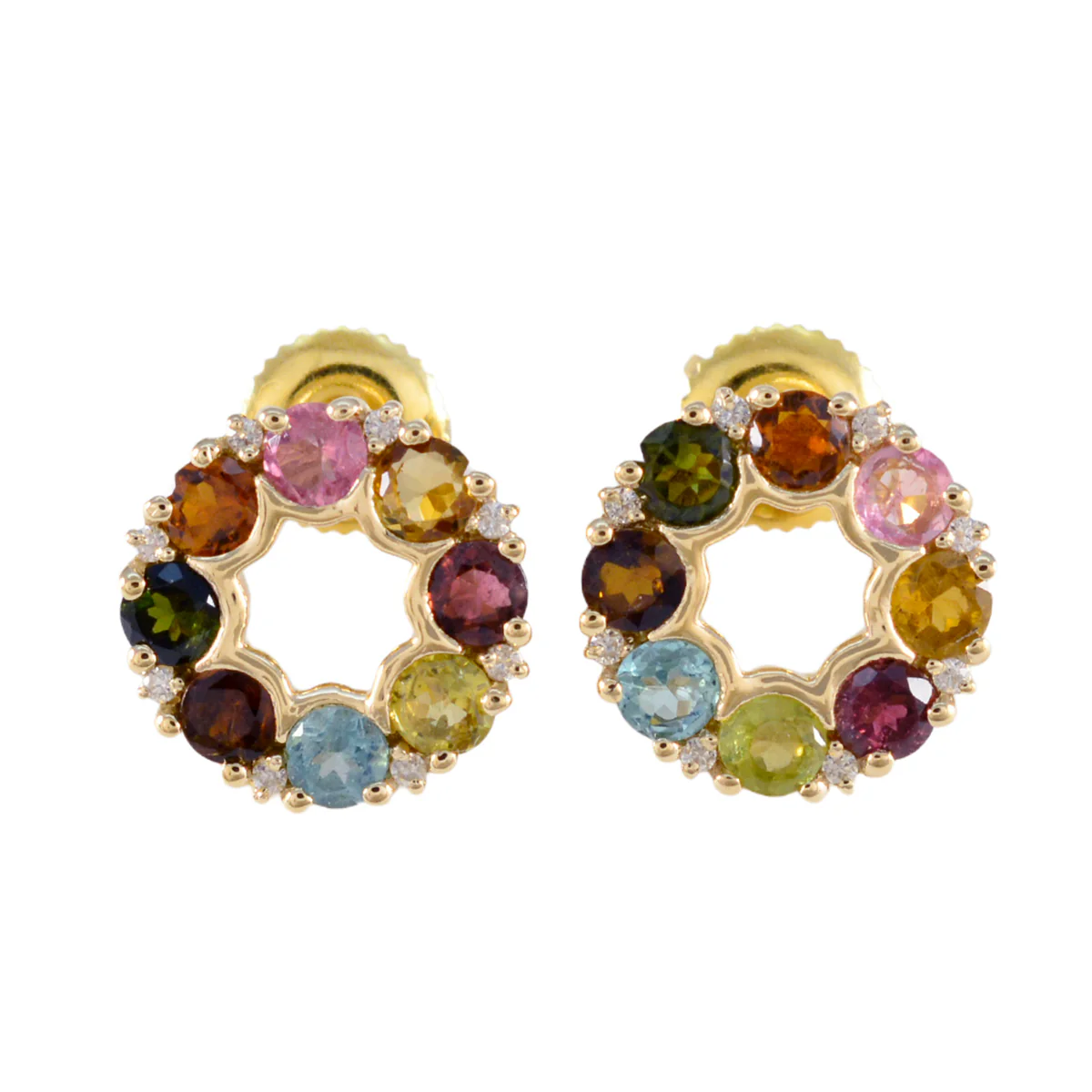 Multi Indian Araya multiple Stud multicolor 925 Sterling Silver Earring