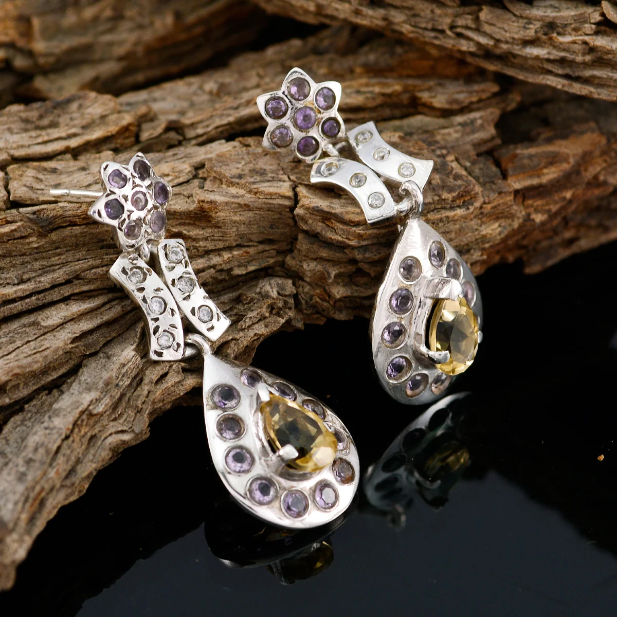 Multi Indian Kristine multiple Stud multicolor Sterling Silver Earring - Image 3