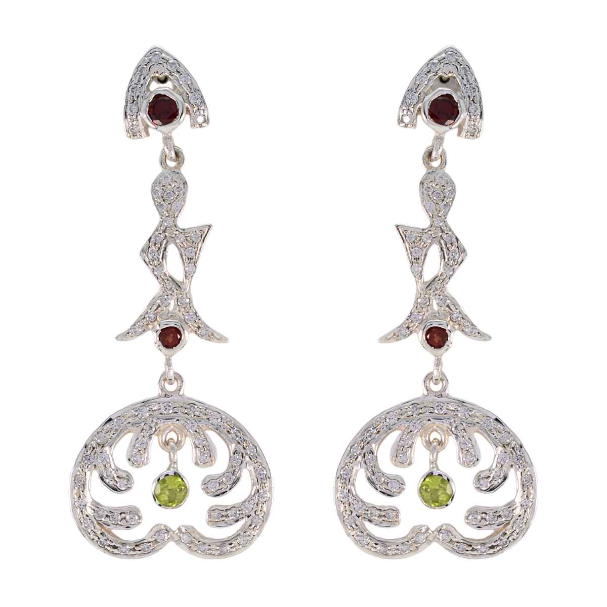 Multi Indian Saanvi multiple Stud multicolor 925 Sterling Silver Earring