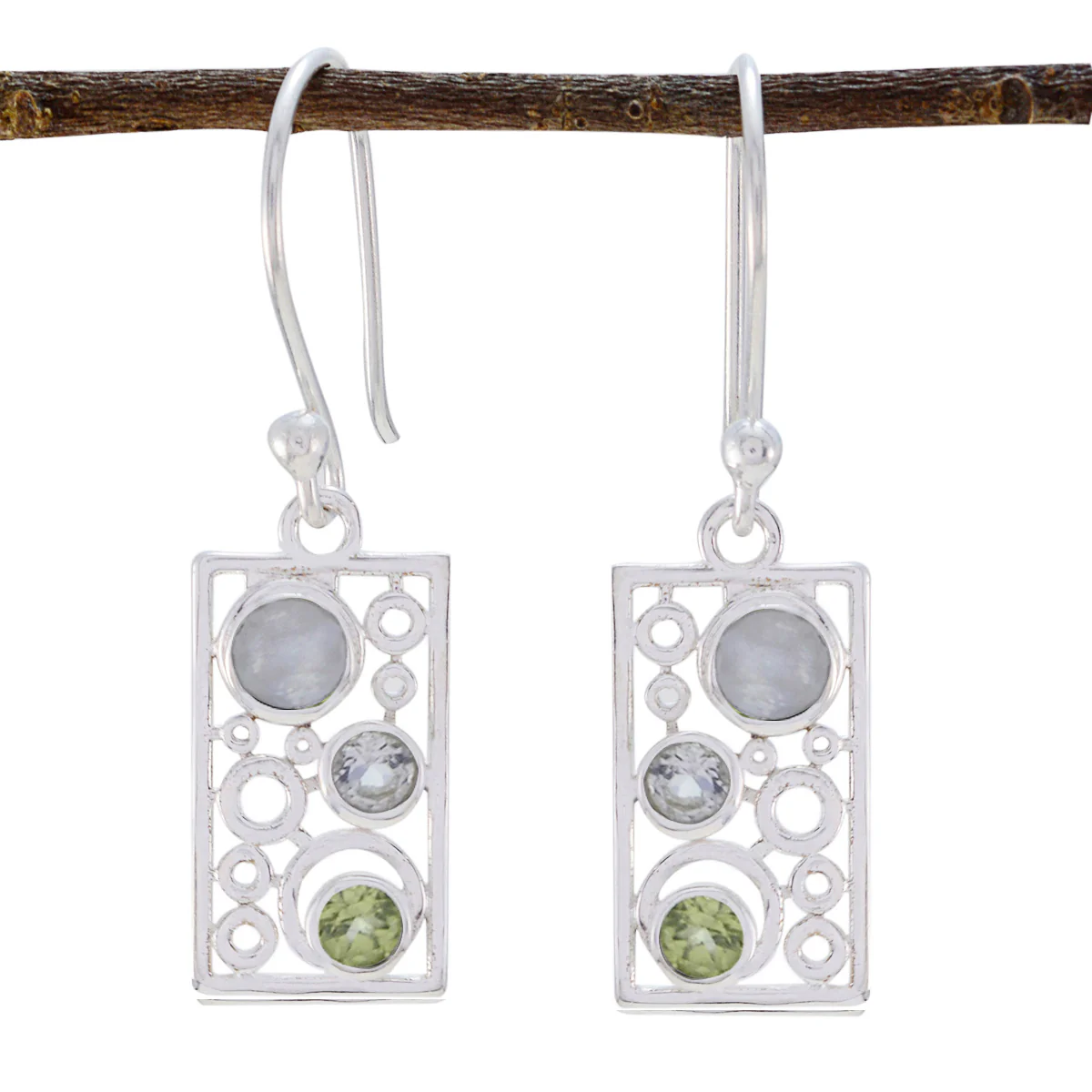Multi Italian Amanda multiple Dangle multicolor 92.5 Silver Earring