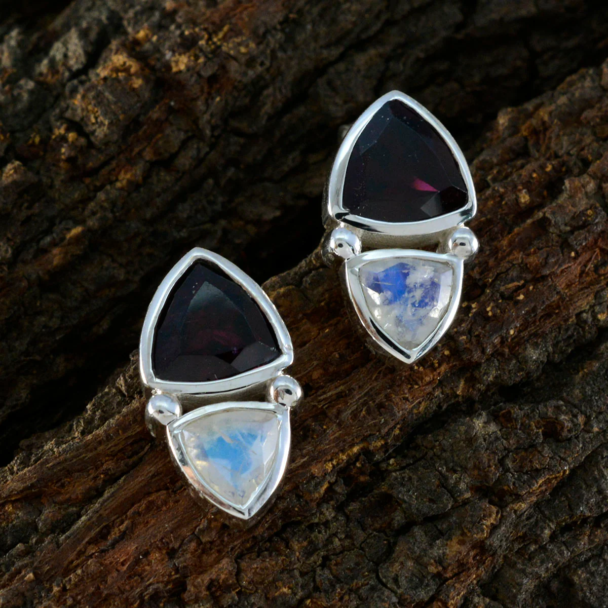 Multi Italian Rosa Toi et Moi Stud multicolor 925 Sterling Silver Earring - Image 3