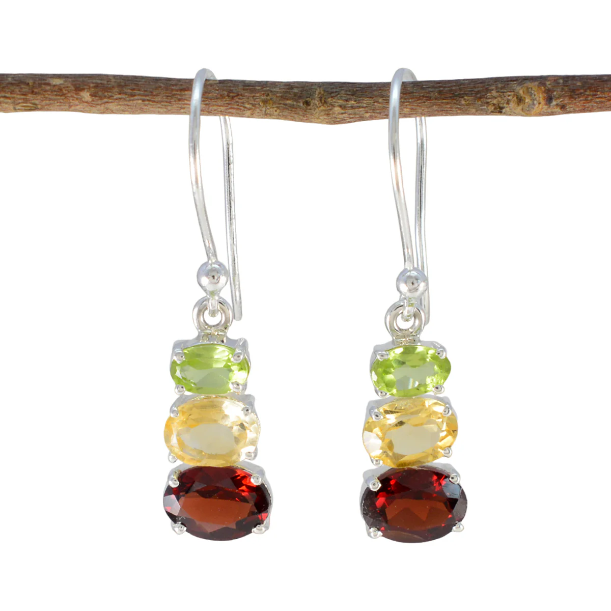 Multi Italian Skylar multiple Dangle multicolor Silver Earring