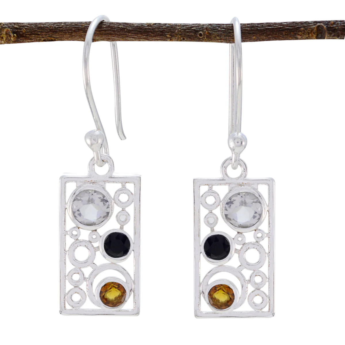 Multi Japanese Amelia multiple Dangle multicolor 925 Silver Earring