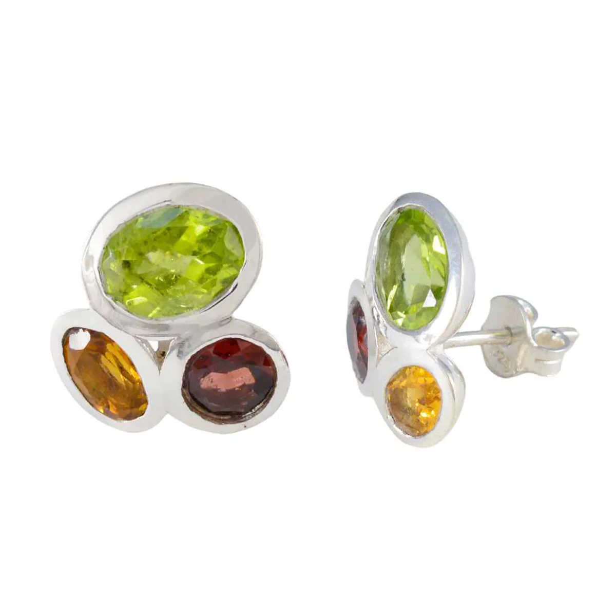 Multi Japanese Pauline multiple Stud multicolor 925 Sterling Silver Earring - Image 2
