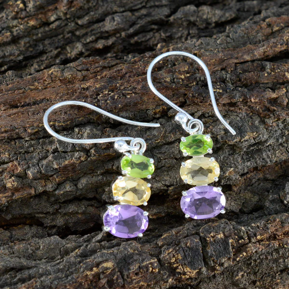 Multi Japanese Savannah multiple Dangle multicolor 92.5 Silver Earring - Image 3