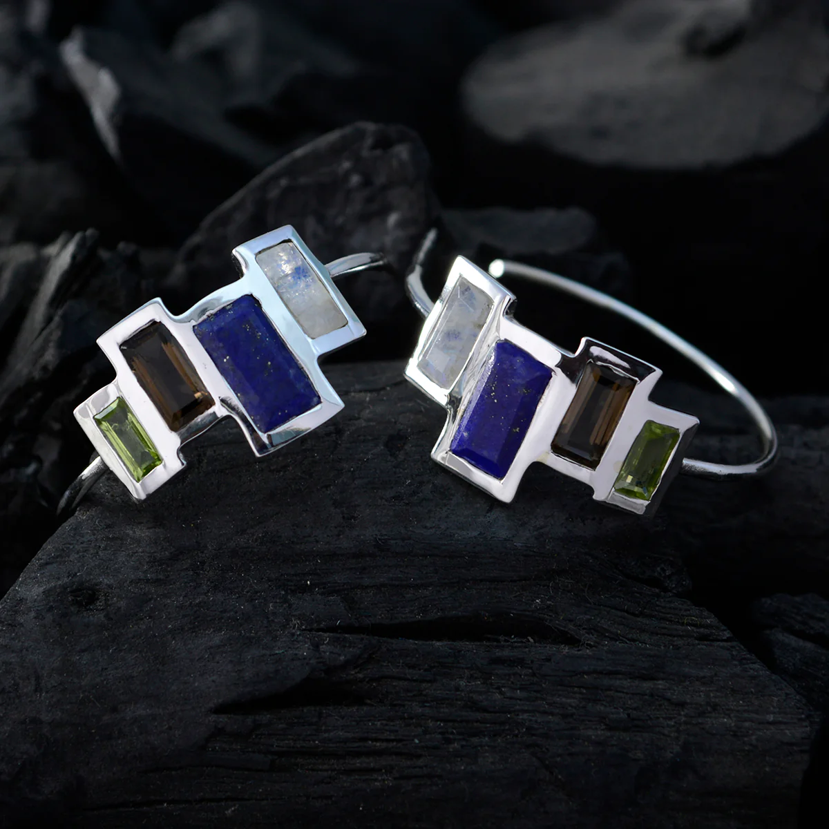 Multi Korean Clara multiple Stud multicolor 925 Silver Earring - Image 2