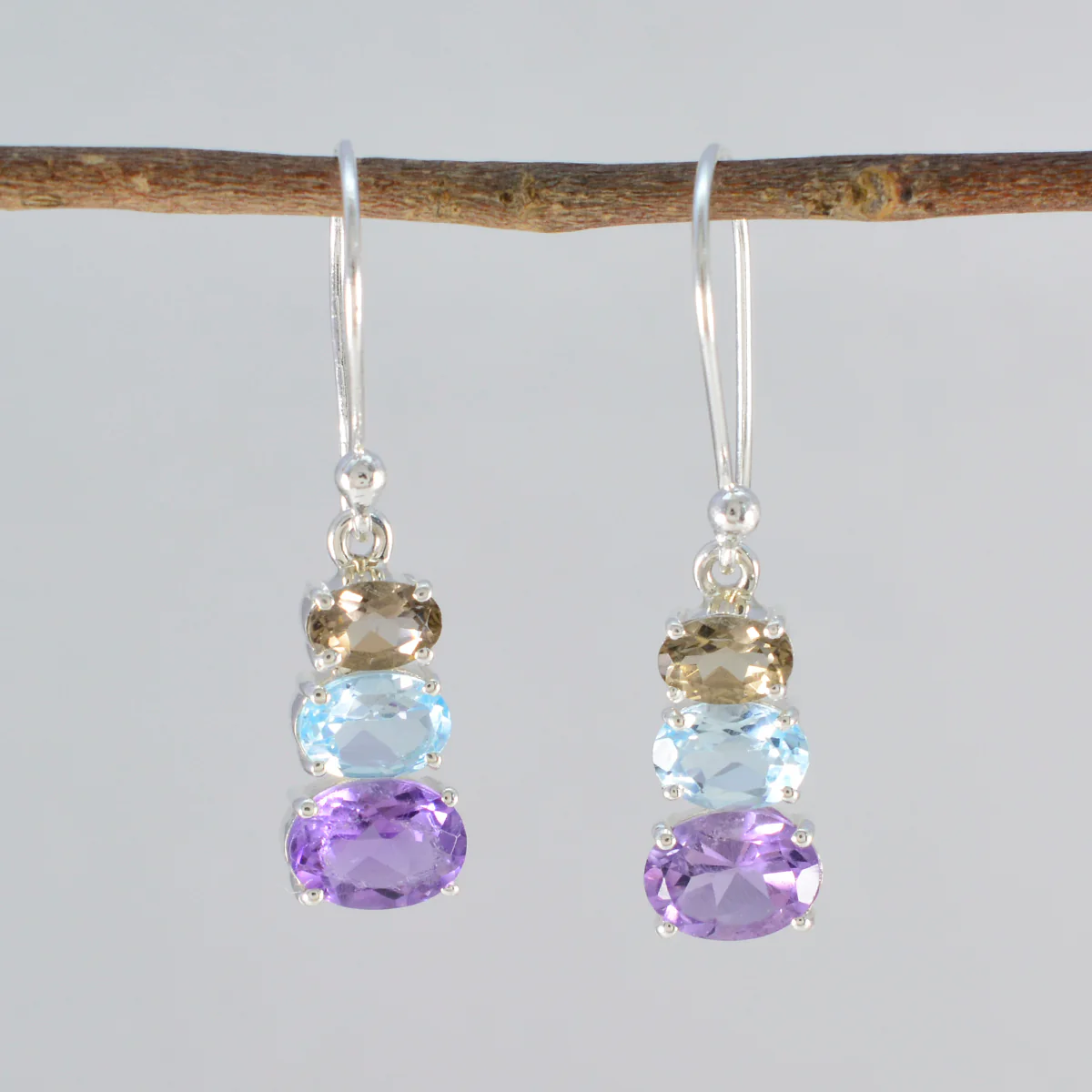 Multi Korean Sarah multiple Dangle multicolor 925 Silver Earring - Image 2