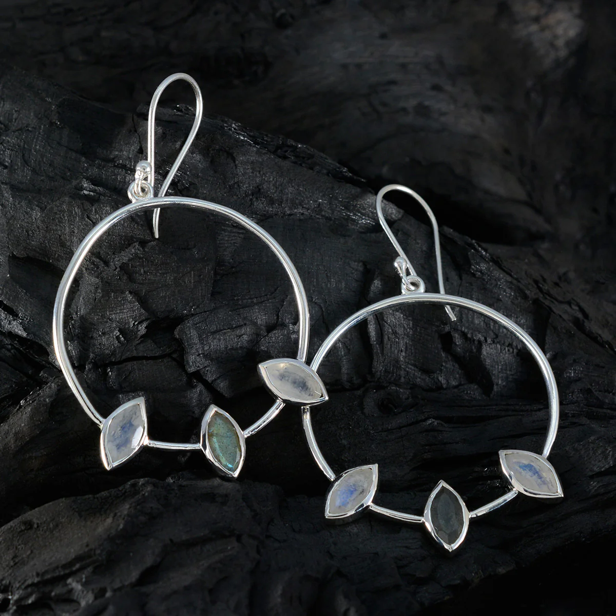 Multi Korean Sarah Trilogy Dangle multicolor Silver Earring - Image 2