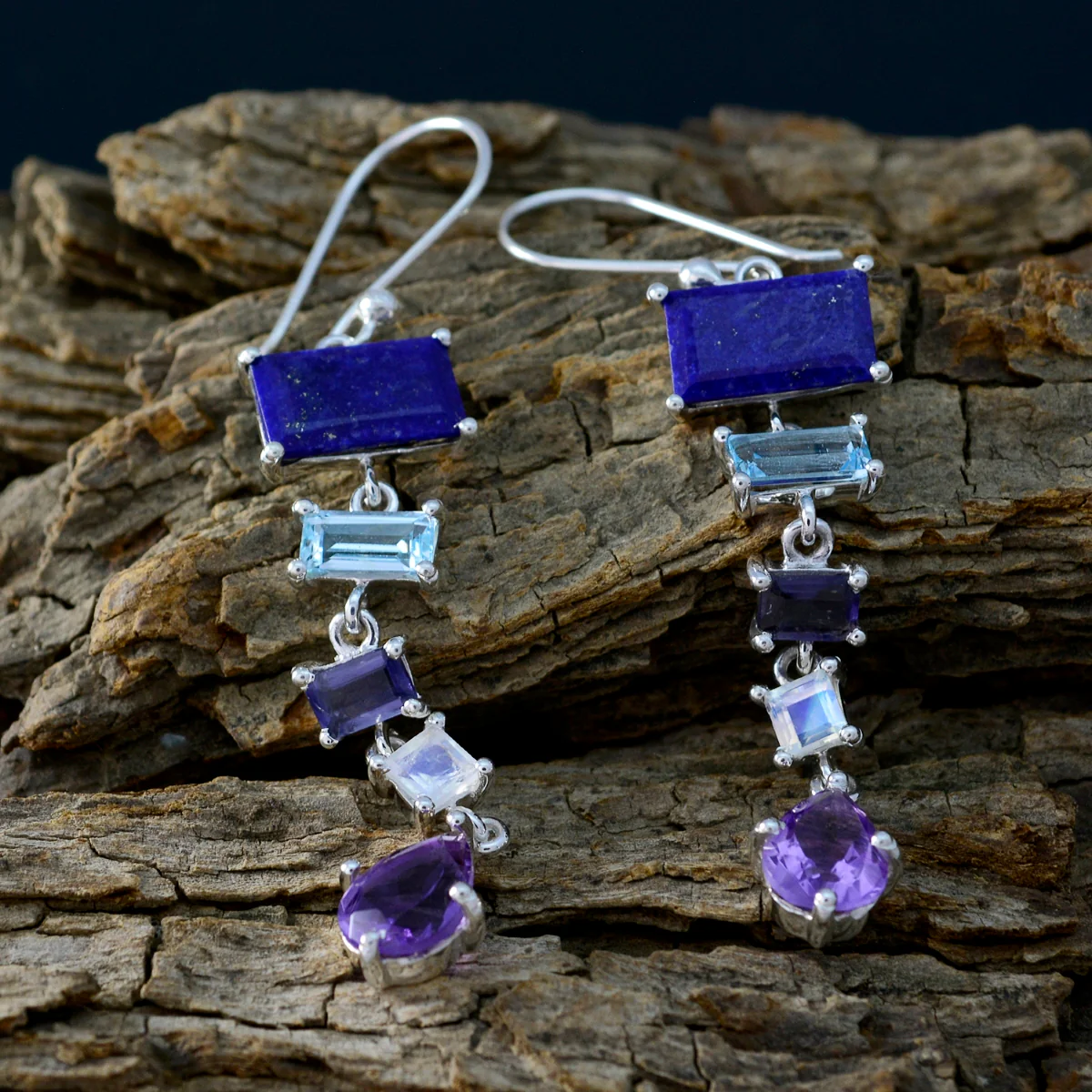 Multi Latin American Anna multiple Dangle multicolor 925 Sterling Silver Earring - Image 3