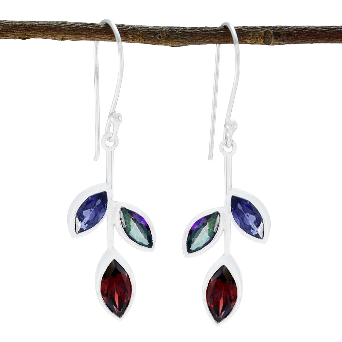 Multi Latin American Isabella multiple Dangle multicolor 925 Sterling Silver Earring