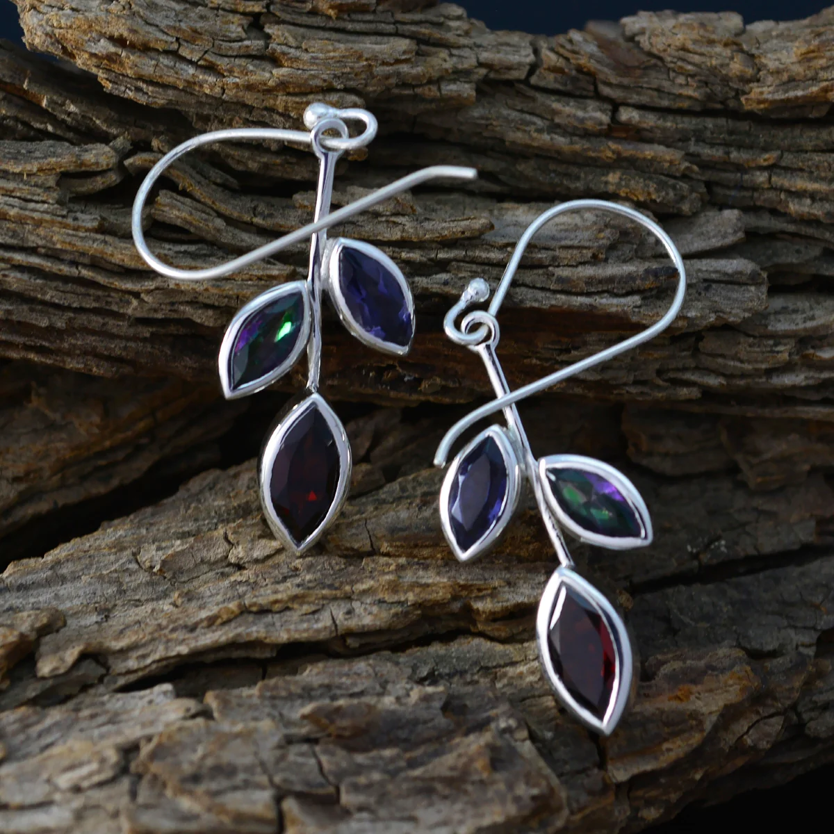 Multi Latin American Isabella multiple Dangle multicolor 925 Sterling Silver Earring - Image 3