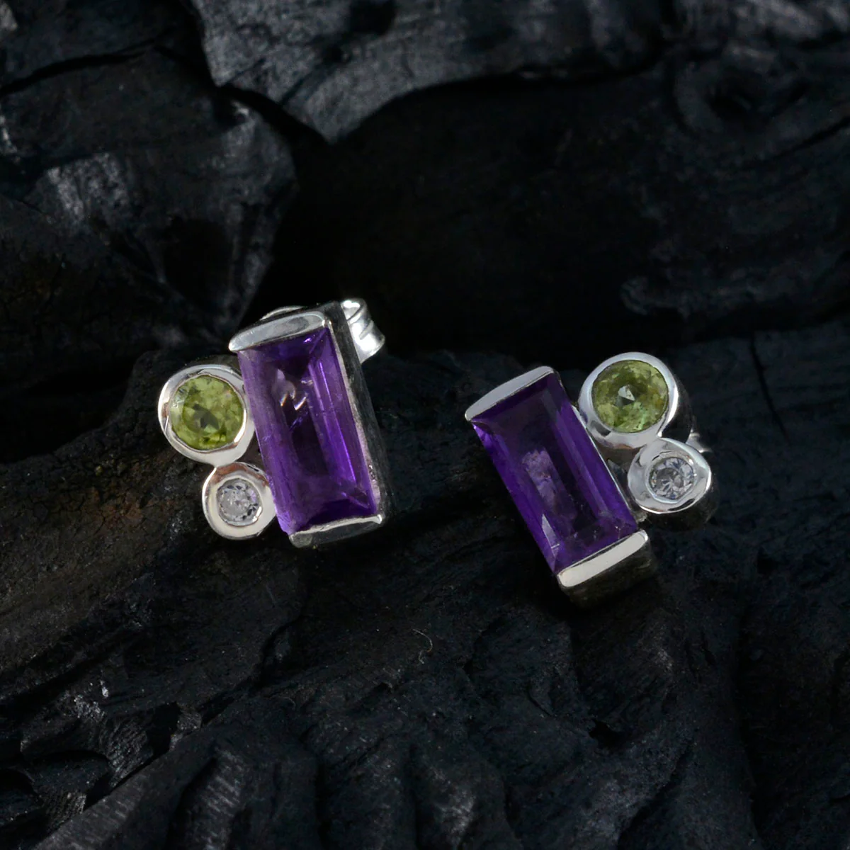 Multi Latin American Mariana Trilogy Stud multicolor 92.5 Silver Earring - Image 2