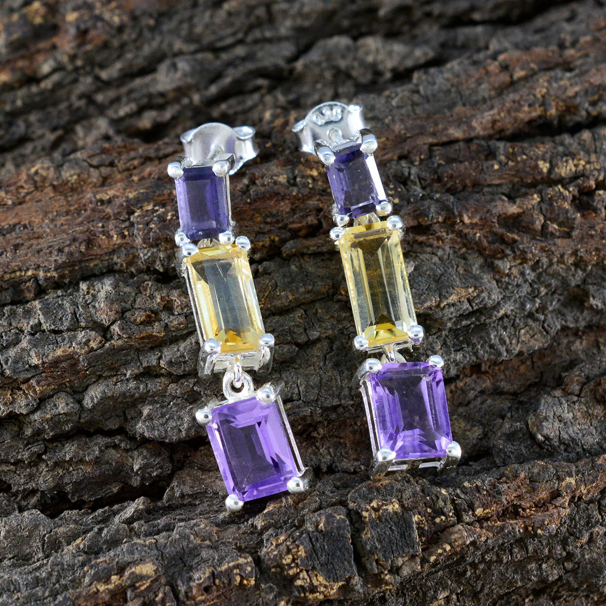 Multi Latin American Natalie multiple Stud multicolor Silver Earring - Image 3