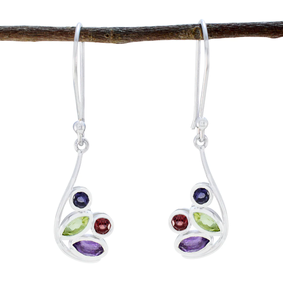 Multi Mexican Abigail quarter Dangle multicolor Silver Earring