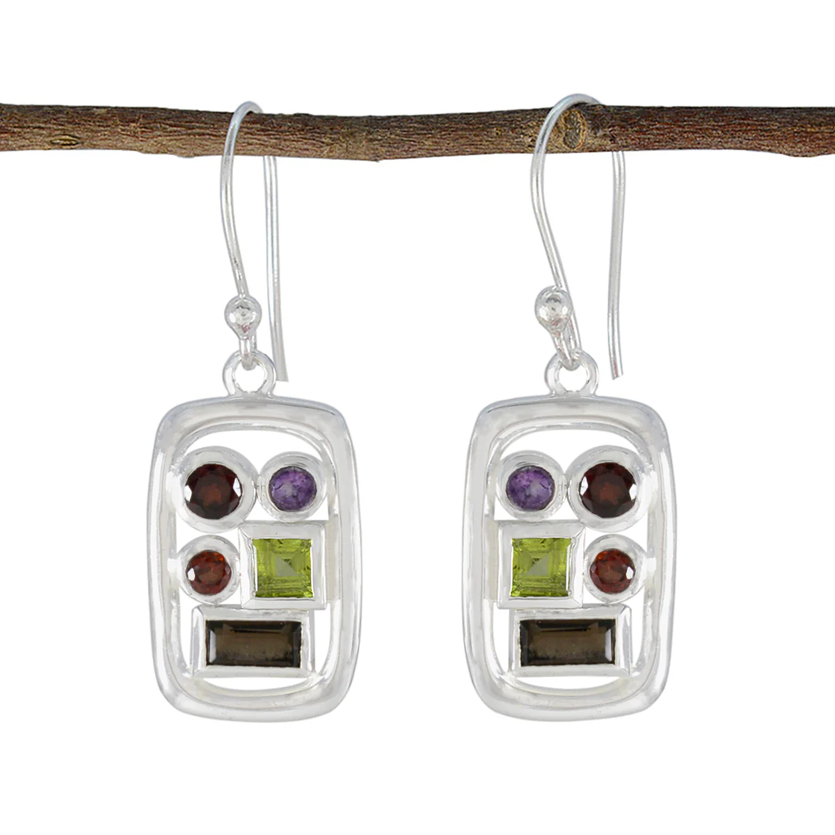 Multi Mexican Joaquina Penta Dangle multicolor 925 Sterling Silver Earring