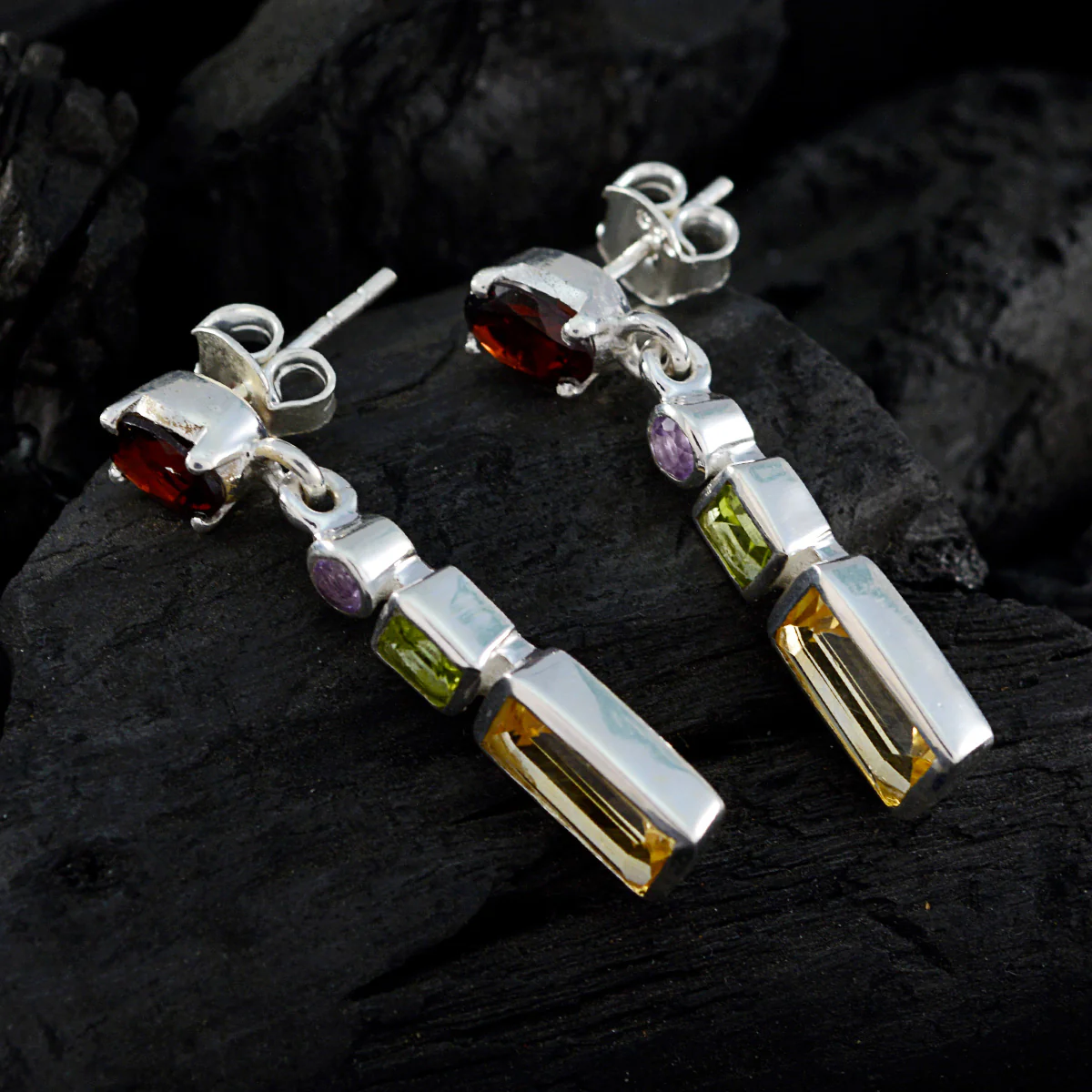 Multi Mexican Kennedy multiple Stud multicolor 92.5 Silver Earring - Image 2