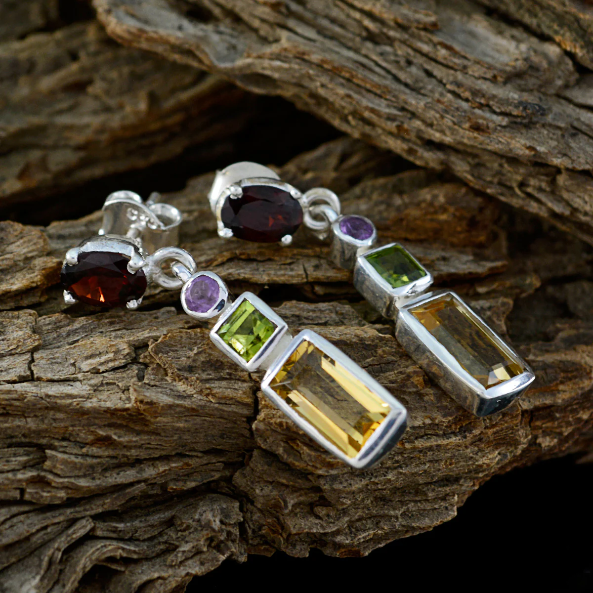 Multi Mexican Kennedy multiple Stud multicolor 92.5 Silver Earring - Image 3