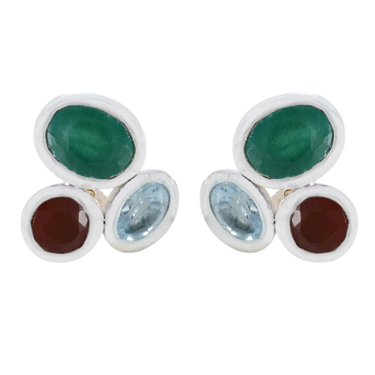 Multi Mexican Savannah multiple Stud multicolor Sterling Silver Earring