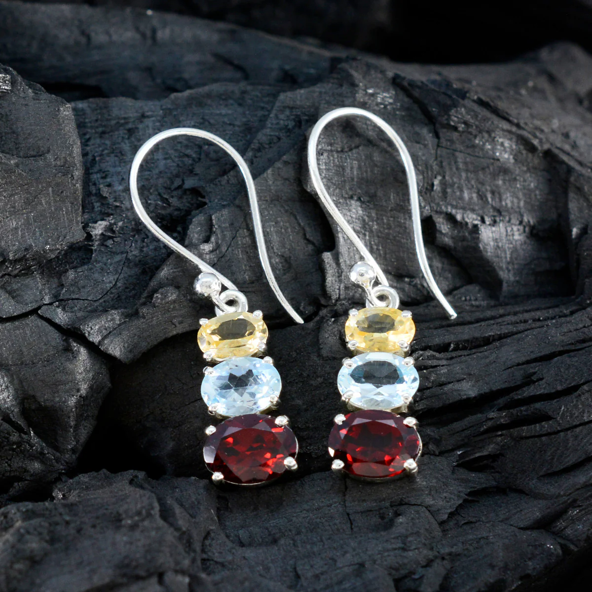 Multi Mexican Sophia multiple Dangle multicolor 925 Silver Earring - Image 4