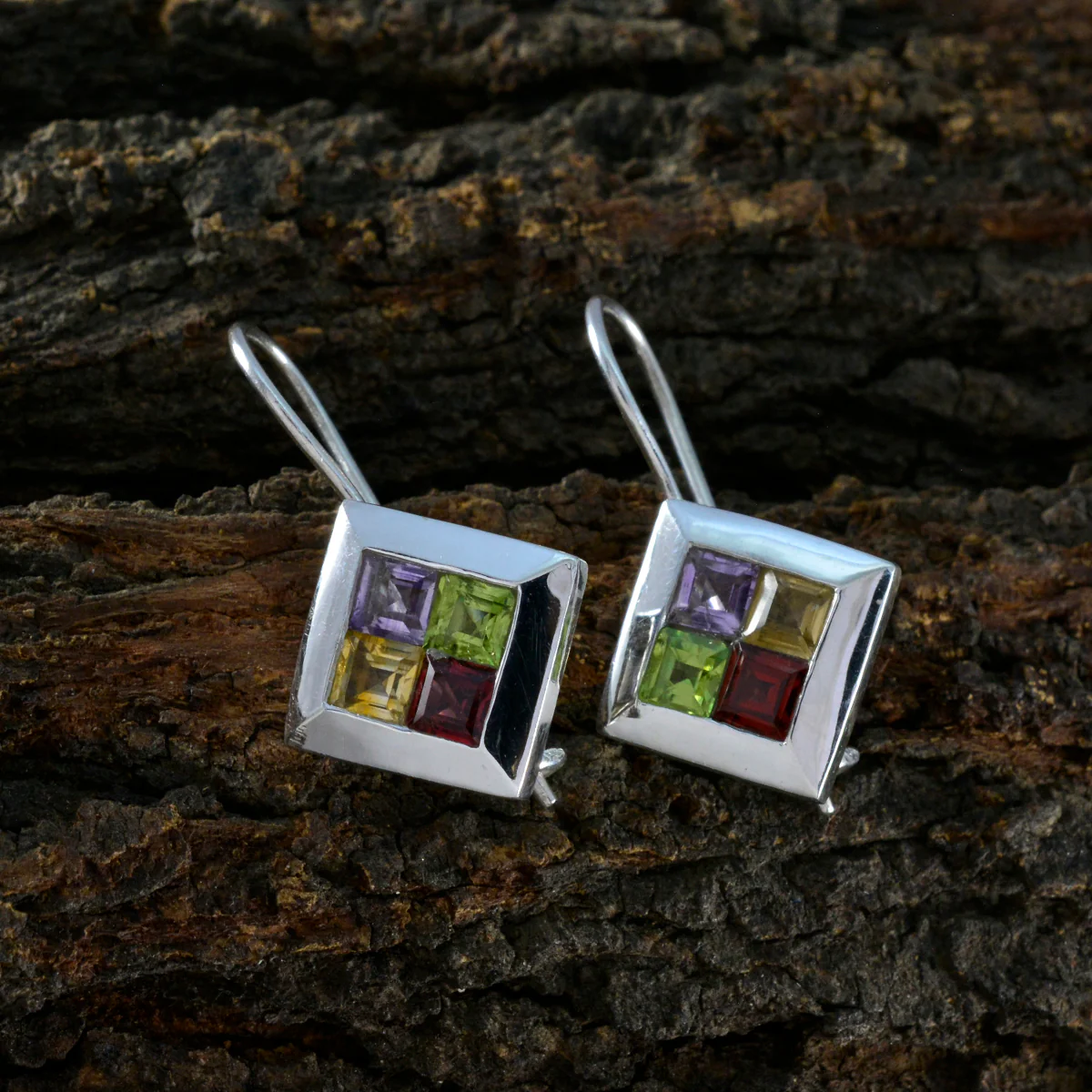 Multi Middle Eastern Min-seo multiple Dangle multicolor 925 Sterling Silver Earring - Image 3