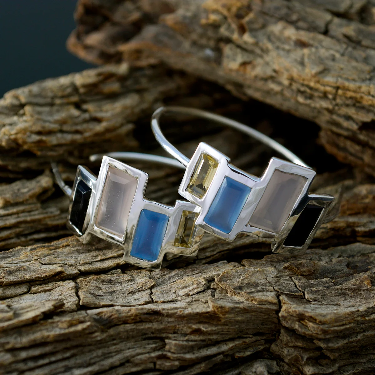 Multi Moroccan Carla multiple Stud multicolor 925 Sterling Silver Earring - Image 3