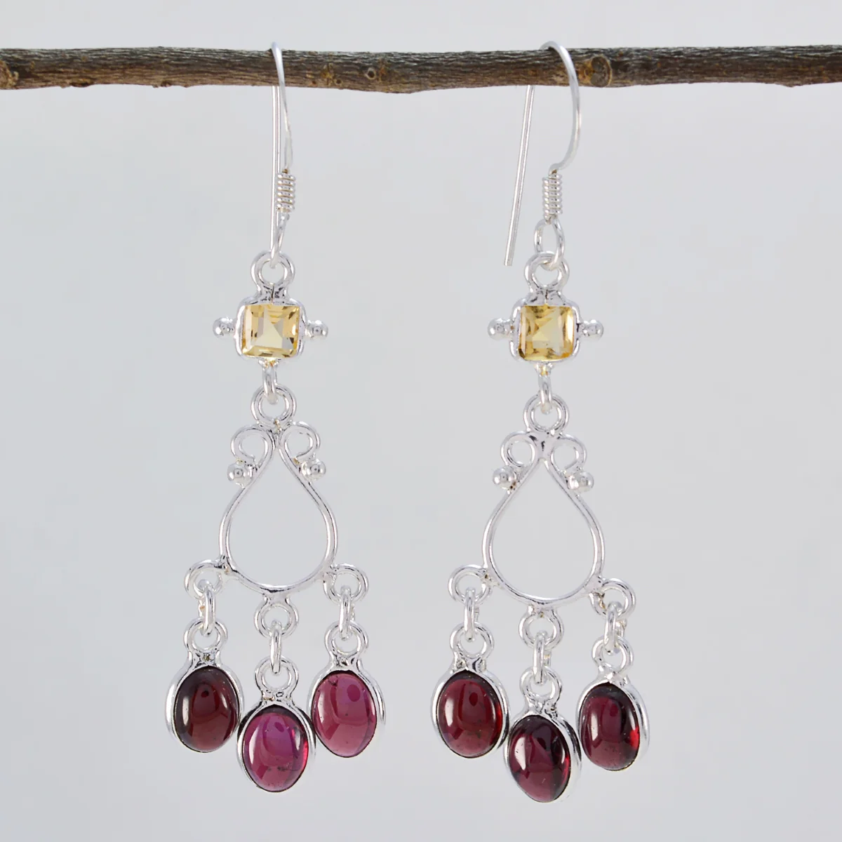 Multi Moroccan Hanna multiple Dangle multicolor 925 Silver Earring - Image 2