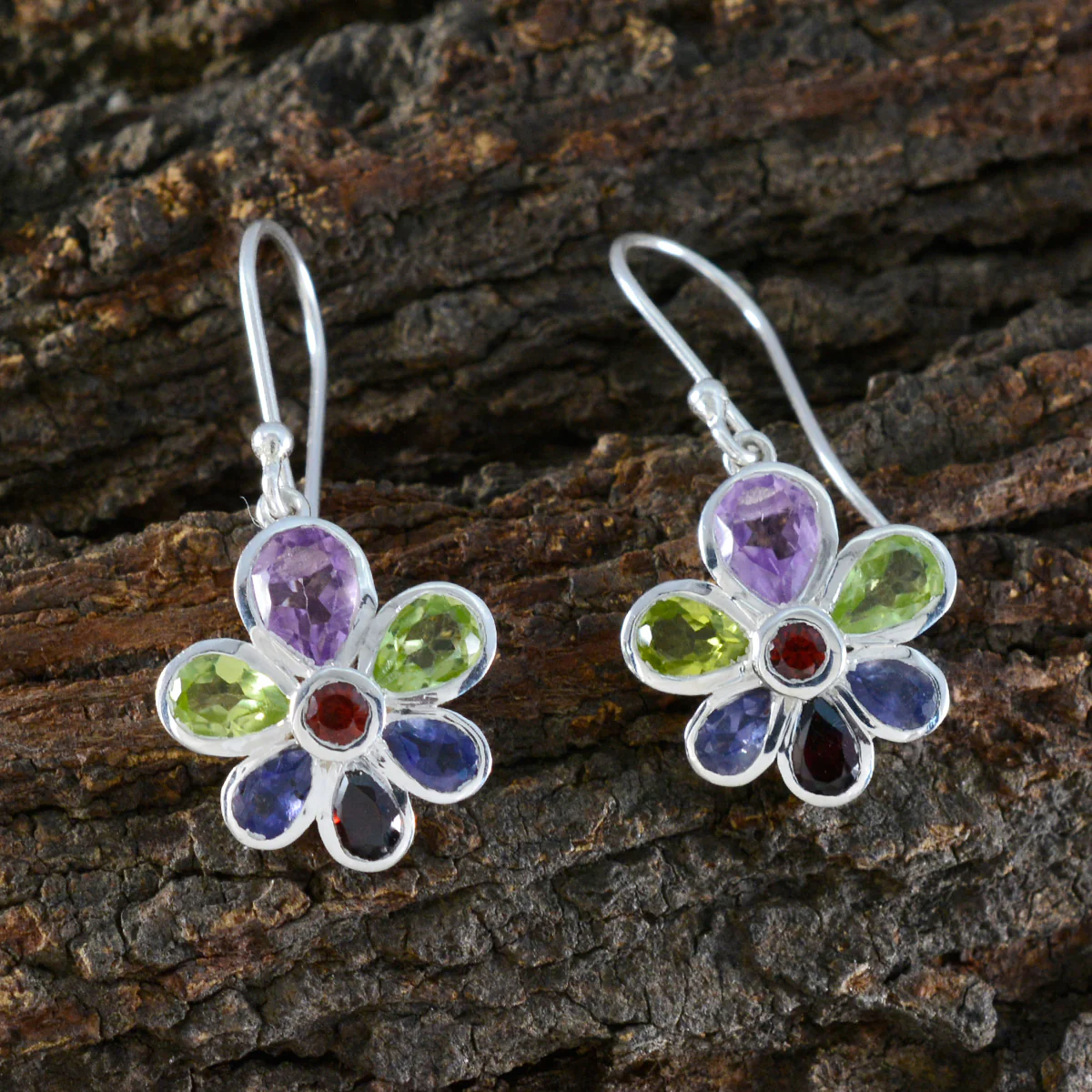 Multi Moroccan Laura multiple Dangle multicolor 925 Silver Earring - Image 3