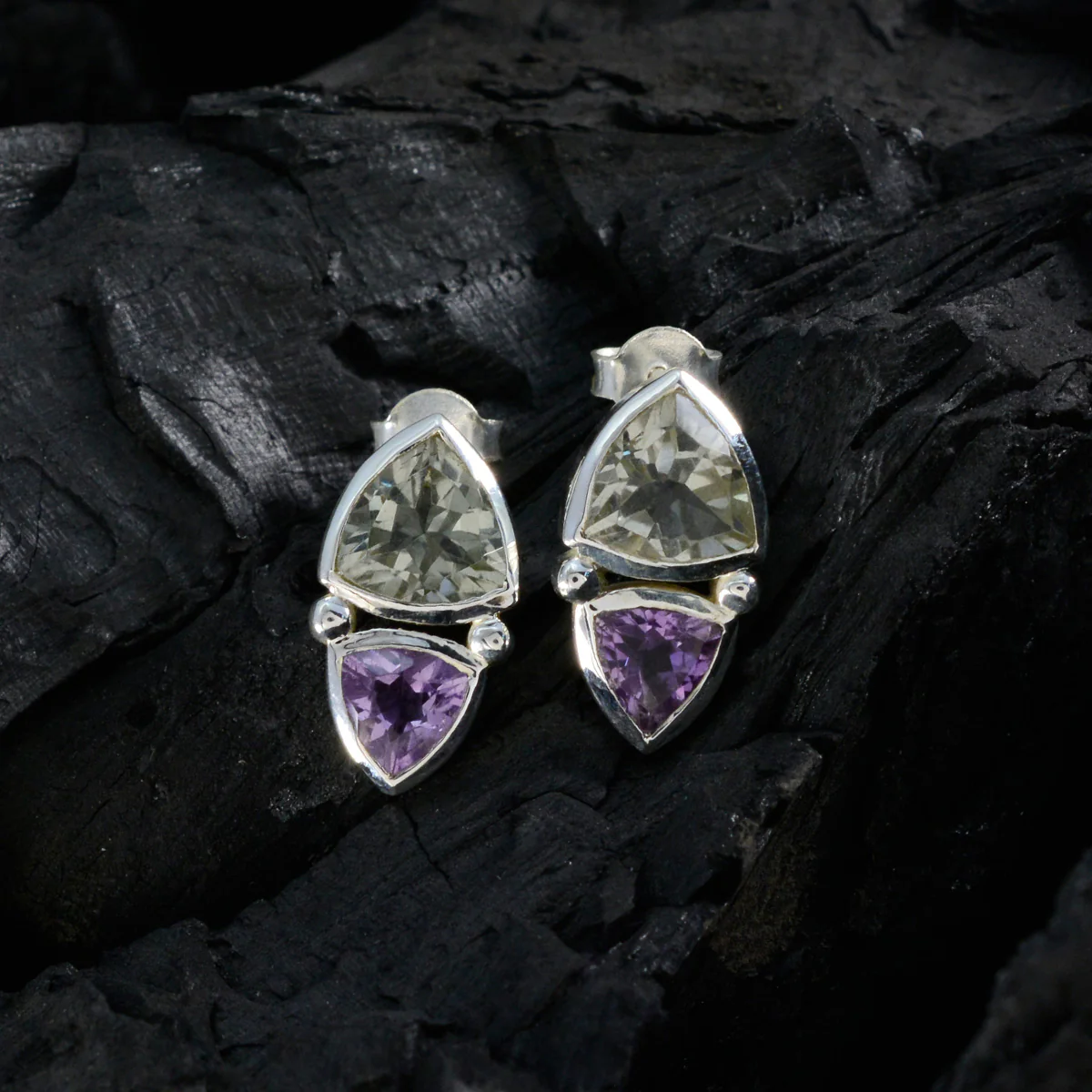 Multi Russian Agnes Toi et Moi Stud multicolor 92.5 Silver Earring - Image 2
