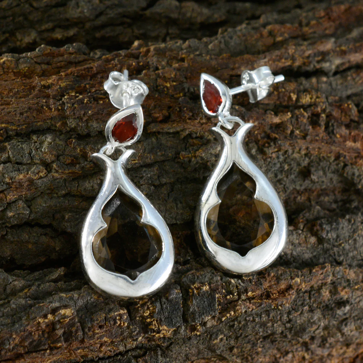 Multi Russian Hazel Toi et Moi Stud multicolor 92.5 Silver Earring - Image 3