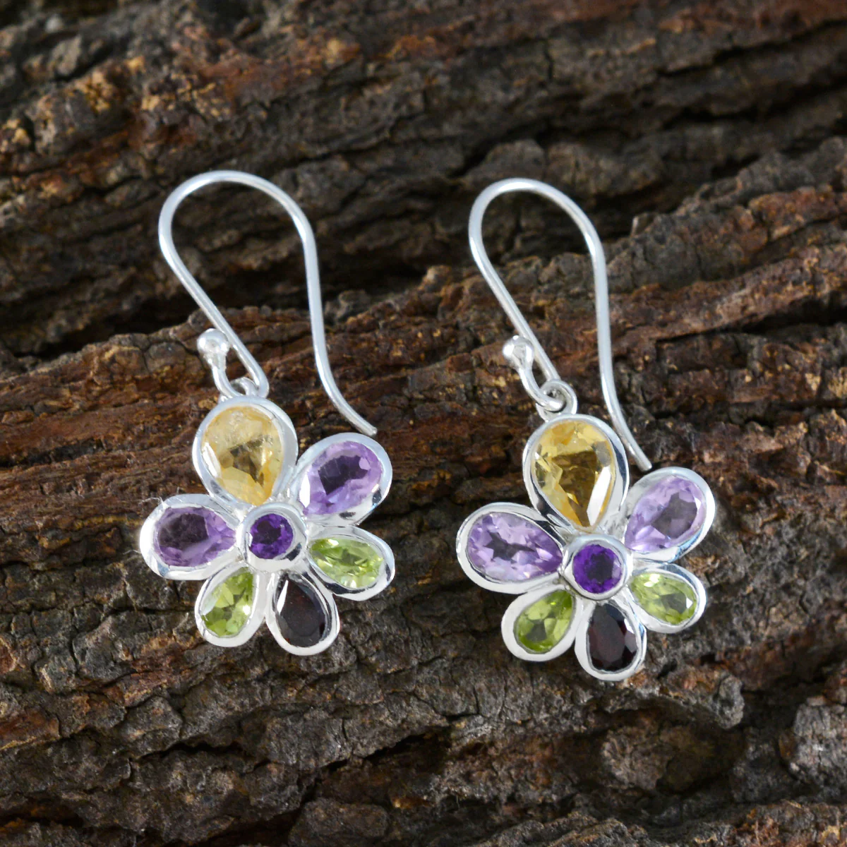 Multi Russian Julieta multiple Dangle multicolor Sterling Silver Earring - Image 3