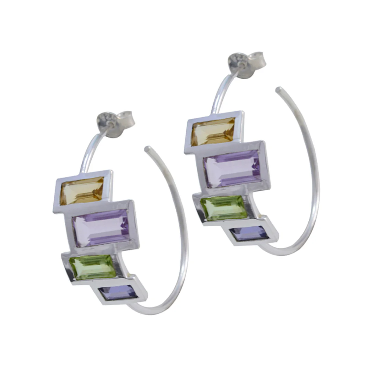 Multi Russian Katharina multiple Stud multicolor Silver Earring - Image 3