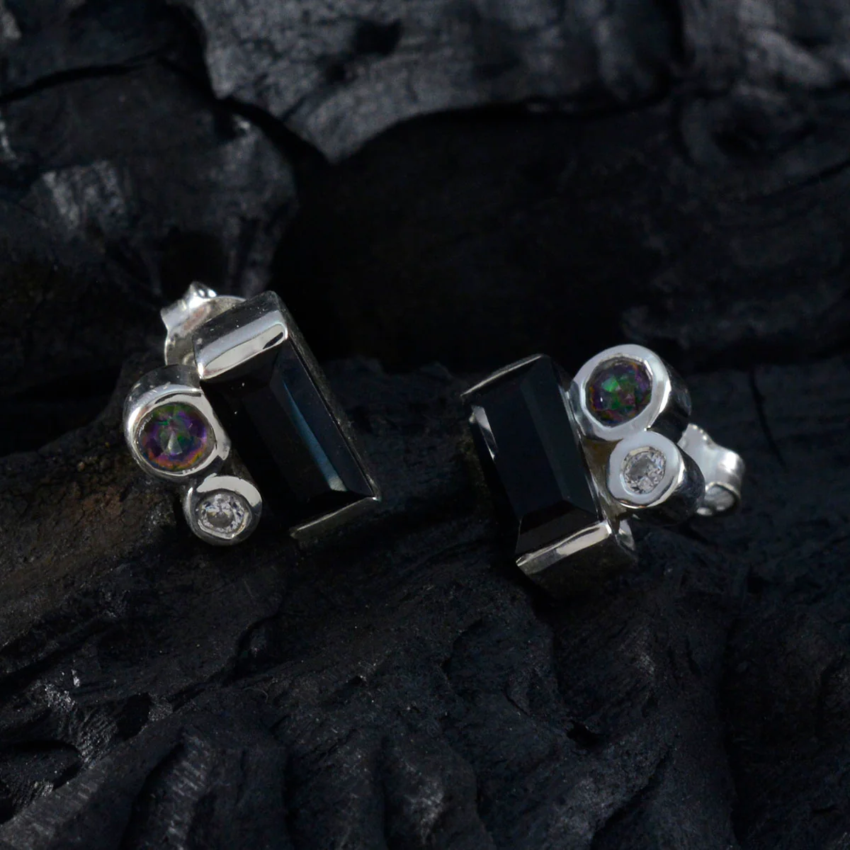 Multi Russian Nayara Trilogy Stud multicolor 925 Silver Earring - Image 2