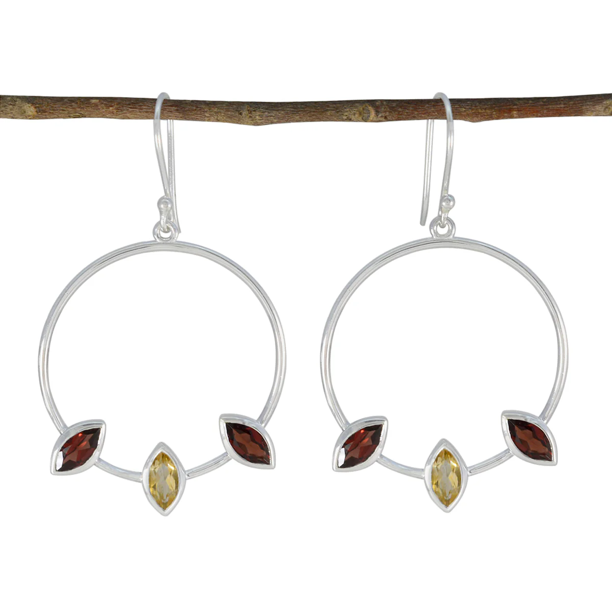 Multi Russian Olivia Trilogy Dangle multicolor Sterling Silver Earring