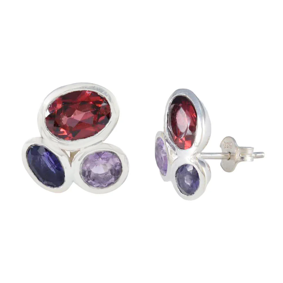Multi Spanish Antonia multiple Stud multicolor 925 Silver Earring - Image 2