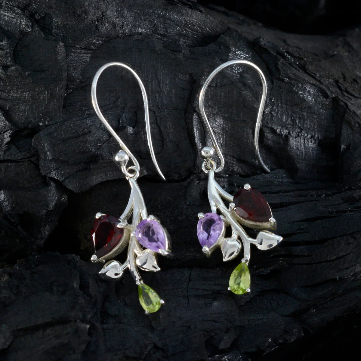 Multi Spanish Carla Trilogy Dangle multicolor Silver Earring - Image 2